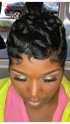 Finger Waves Short Hair, Black Pixie, Short Relaxed Hairstyles, Finger Wave Hair, Natural Hair Short Cuts