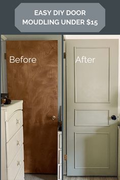 the before and after pictures of an old door with woodgrained paint on it