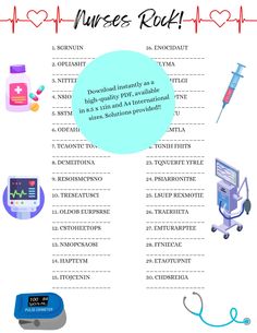 a medical poster with the words nurses rock written in english and an image of a doctor's stethoscope