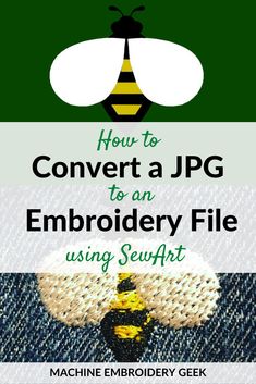 the cover of how to convert a jpg to an embroidery file using sewfit