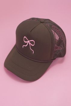 Embroidery Ribbon Bow Trucker Hat Cap, a delightful blend of style and functionality crafted for the fashion-forward individual. Elevate your headwear game with this charming accessory, meticulously embroidered with intricate ribbon bow designs. Designed with both flair and practicality in mind, this trucker hat seamlessly merges fashion and comfort epitome of chic with our Embroidery Ribbon Bow Trucker Hat Cap,DIMENSION:Height: 4.75"Brim: center 2.75" Circumference: 22" Bow Designs, Embroidery Ribbon, Embroidered Bow, Women Trucker, Hat Types, Hat Embroidery, Sunglass Chain, Faux Leather Belts, Sneaker Jewelry