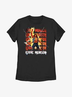 100% CottonWash cold; dry lowImportedListed in women's sizes Mechanic Eddie Munson, Stranger Things Pajamas, Stranger Things Eddie Munson, Hot Topic Stranger Things, Stranger Things Eddie, Stranger Things Max Shirt, Stranger Things Tshirt, Her Universe, Eddie Munson