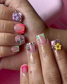 Birthday Nails Gemini, Birthday Acrylic Nails, Nails Gemini, Natural Nails Manicure, Sassy Nails, Gel Nails Diy