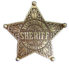 an old sheriff badge is shown on a white background with the word sheriff written in large letters