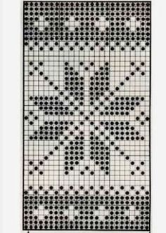 a black and white cross stitch pattern with dots on the bottom, in squares that appear to be made out of yarn