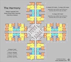 the harmony floor plan for an apartment building with four floors and three rooms in each