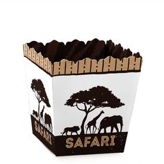 an african safari themed party treat box for someone's birthday or other special occasion