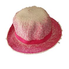 Beautiful Hats Crown Height 5.5 " Brim:1.5" Pink Straw Hat For Summer, Vacation Bucket Hat One Size Fits Most, Pink Straw Sun Hat For Summer, White Straw Summer Fedora, Pink Wide Brim Boater Hat For Vacation, White Wide Brim Fedora For Beach, Pink Vacation Hats With Curved Brim, Pink Vacation Hat With Curved Brim, Pink Curved Brim Hat For Vacation