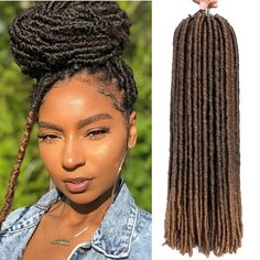 PRICES MAY VARY. 1.Material: The Style of Hair is Bomba Dreadlocks Faux Locs Soul Crochet Braid Hair Extensions, 100% High Quality Kanekalon Fiber, It Is Flame-retardant, Safe For Your Use. 2.Specification: This is a Dreadlocks Faux Locs 6 Pack Deal. There are 18 Strands in Per pack. Weight:70gram/pack; Size: 18inch; Normal 6 Packs Make a Full Head. 3. Style: Straight Faux Locs Crochet Hair Dreadlocks, Braiding Hair Goddess Locs Crochet Hair, Fashionable Fiber hair, Easy To Wear. It's Suitable F Fox Locs, Faux Hairstyles, Faux Locs Blonde, Braids Blonde, Dreadlocks Braids, Faux Dreads, Fake Dreads, Dread Braids, Crochet Dreads