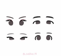 the eyes and eyebrows of someone's face are drawn in different ways, including one with