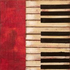 an abstract painting with piano keys painted on it