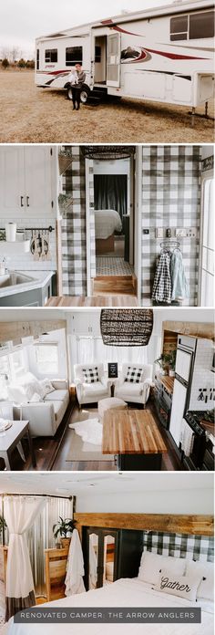 the interior and exterior of a mobile home