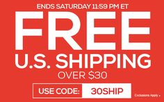 a red poster with the words free u s shipping on all orders use code ship june