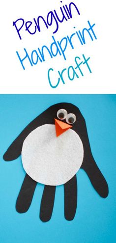 the penguin handprint craft is made with construction paper and glue it's easy to make