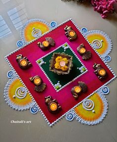 this is an image of a decorated diya