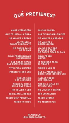 a red poster with the words que preferes on it