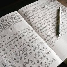 an open notebook with chinese writing on it