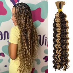 PRICES MAY VARY. Premium synthetic hair: Our Deep Wave Bulk Hair natural braiding hair features ocean wave crochet hair made from premium synthetic materials. This ensures a high-quality and durable product that will last for a long time. Length and weight options: Choose from various lengths, ranging from 18’’ to 24’’, with our Deep Wave Bulk Hair for braiding wet and wavy. Each pack contains two bundles, and each single bundle weighs between 70-80g, totaling 145-160g per pack. If you want full Head Braids, Braiding Extensions, Ocean Wave Crochet Hair, Head Braid, Wave Crochet, Bohemian Braids, School Hair, Cool Braid Hairstyles, Cool Braids