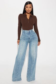 Copenhagen Non Stretch Tinted Wide Leg Jean - Dark Wash | Fashion Nova Extra Fits, Modeling Clothes, Cropped Denim Vest, Crop Denim Vest, Trouser Pocket, Fall Jeans, Dope Outfits, Cropped Denim, Dress And Heels