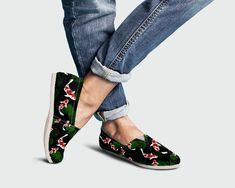 Super cute koi fish shoes for women and girls! Our custom made shoes are sure to attrack some attention! All of our sneakers are custom-made-to-order and handcrafted to the highest quality standards Check out more of our footwear here: https://www.etsy.com/shop/unicornshoesshop/ Product name; Koi Fish Shoes | Womens Shoes | Cute Shoes | Canvas Women Shoes | Girls Slip Ons | Casual Shoes | Koi Fish Gifts | Koi Fish Print Product Features; ▶ Features a full wrap canvas print. ▶ Elastic stretch V f Fish Shoes, Koi Fish Print, Fish Gifts, Halloween Shoes, Custom Made Shoes, Shoes Cute, Shoes Canvas, Popular Shoes, Fish Print