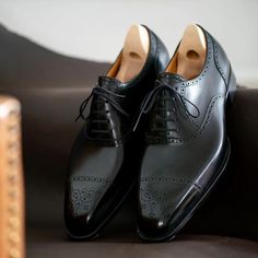 Bespoke Semi Brogue Oxfords. Black Calf Classic Lace up Dress Shoes on Storenvy Quality Leather Boots, Custom Design Shoes, Lace Up Dress, Mens Casual Outfits, Shoes Men, Beautiful Fashion, Lace Up Shoes, Small Businesses, Calf Leather