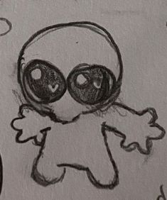 a drawing of an alien with big eyes