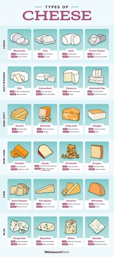 the different types of cheeses are shown in this diagram, which shows what they look like