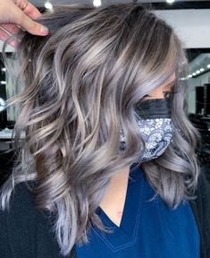 Fun Gray Hair For Women, Mushroom Brown Hair With Grey Highlights, Highlight For Grey Hair, Hair Color To Hide Grey Hair Roots, Grey Blended Highlights, Gray Blending With Lowlights, Peekaboo Gray Hair, Smoky Ash Brown Hair, Light Brown Hair With Silver Highlights