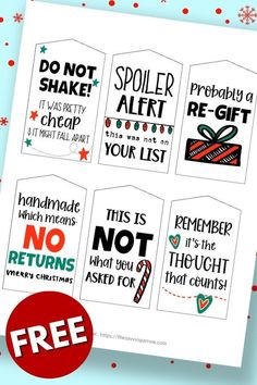 free printable christmas gift tags with the words do not shaker, it was pretty and