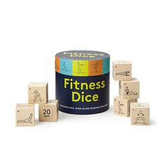 wooden blocks with the words fitness dice written on them and an image of a dog