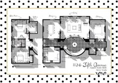 the floor plan for an apartment with three bedroom and two bathroom areas, in black and white