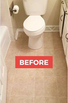 the before and after pictures of a bathroom remodel with porcelain tile flooring