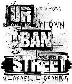 the words urban graffiti written in black and white on a white background with some type of writing