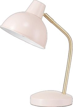 a white desk lamp sitting on top of a table