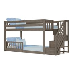 a bunk bed with two sets of stairs on the bottom and one set of beds below