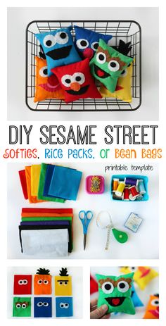 diy sesame street softies, rice packs or bean bags for kids to make