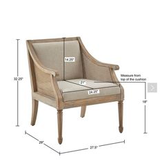 an image of a chair with measurements for it