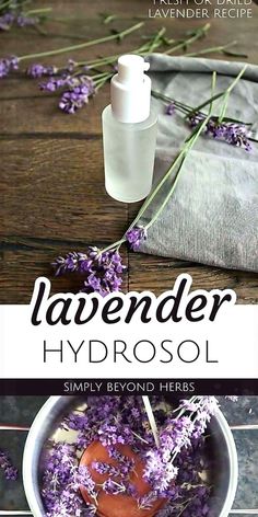 Discover homemade skin care with lavender hydrosol. This homemade lavender water, also known as lavender hydrosol, is refreshing and relaxing. Derived from the distillation of lavender plants, it offers amazing benefits for skin care, hair growth, and more. Find more herbalism recipes, DIY skin care, and healing plants at simplybeyondherbs.com. Hydrosol Recipes, Herbalism Recipes, Homemade Oils, How To Make Shampoo, Lavender Powder, Lavender Hydrosol, Diy Natural Beauty Recipes