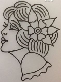 a drawing of a woman's head with flowers in her hair and the number 25 on it