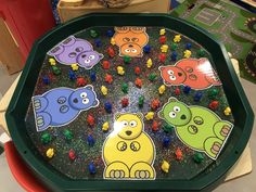 there is a tray that has some toys on it