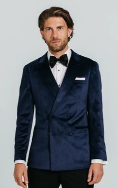 Make your next formal one to remember in our double breasted navy velvet jacket. With its rich navy hue, it’s wearable with any formal outfit and will ensure you stand out from the crowd, plus navy is a colour that’s designed to last and will never go out of fashion. Cut in a regular fit, it’ll ensure an effortlessly sharp look on every occasion. Tick that final sartorial box with a silk patterned pocket square dandily placed in your breast pocket. Blue Tux Wedding, Dark Blue Tux, Navy Velvet Suit, Patterned Pocket Square, Classic Black Tuxedo, Wing Collar Shirt, Blue Tux, Black Tie Tuxedo, Boys Waistcoat