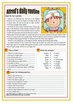 the daily routine worksheet for children to learn how to read and understand what they are