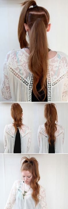 The Illusional Crazy Long Mane Ponytail | 23 Five-Minute Hairstyles For Busy Mornings Five Minute Hairstyles, Ponytail Ideas, Simple Hair, A Ponytail, Hair Envy, About Hair, Hair Dos, Gorgeous Hair, Hair Day