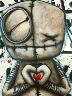 a drawing of a robot holding a heart