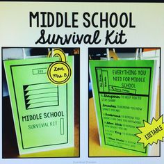 the middle school survival kit is on display