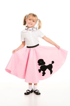 Diy 50s Costume Kids, Kids Poodle Skirt, Kids 50s Costume, Girls Poodle Skirt, Felt Poodle, 1950s Poodle Skirt, Poodle Skirt Costume, Poodle Skirt Outfit, 50s Outfits