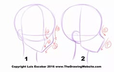 how to draw the head and shoulders of an anime character with two different angles on each side