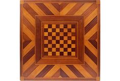 a wooden box with a checkerboard pattern on it