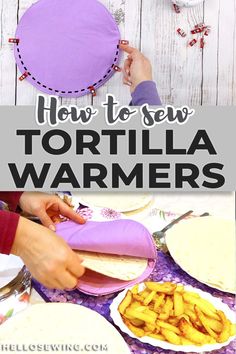 how to sew tortilla warmers with text overlay