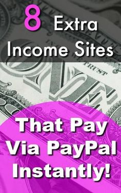 money with the words 8 extra income sites that pay via payable instantly